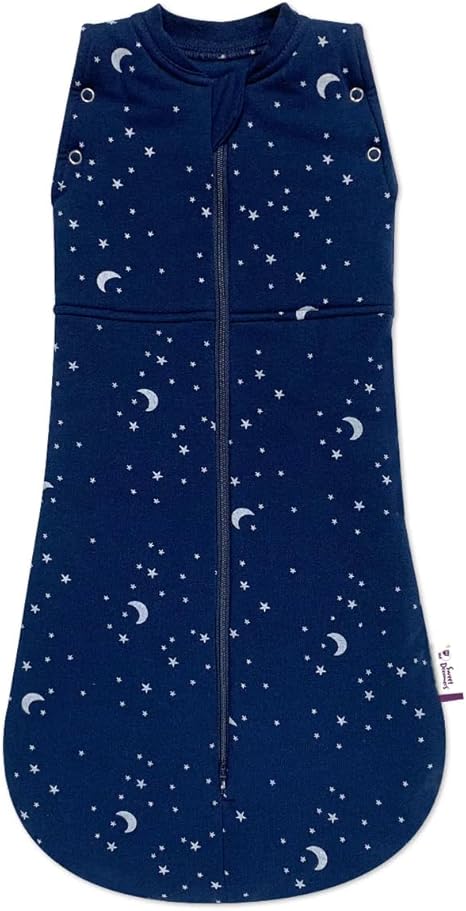 Sweet Dreamers Organic Cotton Baby Sleeping Bag Blue Moon and Stars 2.5 Tog 3 to 12months