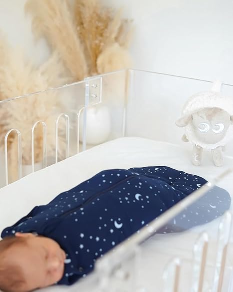 Sweet Dreamers Organic Cotton Baby Sleeping Bag Blue Moon and Stars 2.5 Tog 3 to 12months