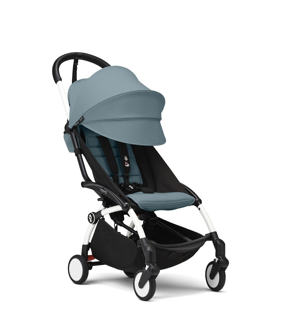 إطار Stokke YOYO³ أبيض مع عبوة ألوان 6 أشهر فأكثر باللون الأزرق المائي 
