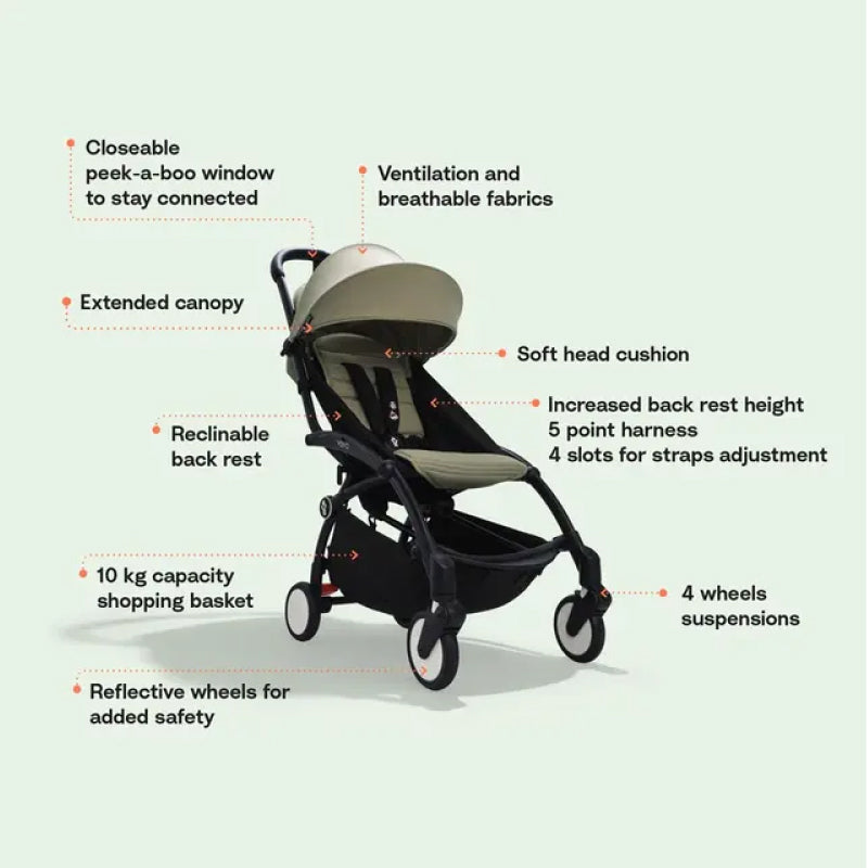 إطار Stokke YOYO³ أبيض مع عبوة ألوان زيتونية للأطفال من عمر 6 أشهر فما فوق 