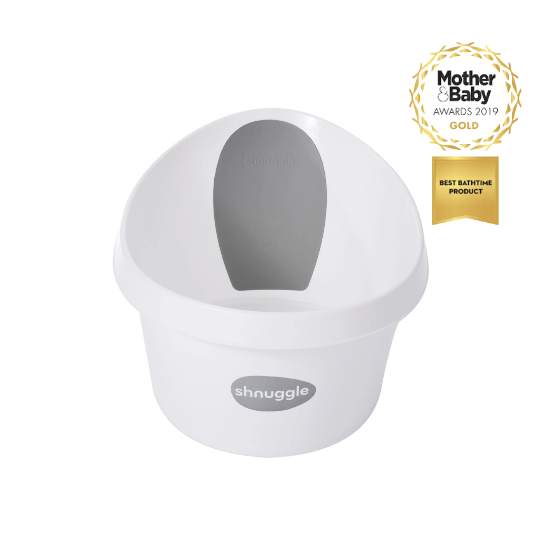Shnuggle Toddler Bath Tub with Plug and Seat Support White