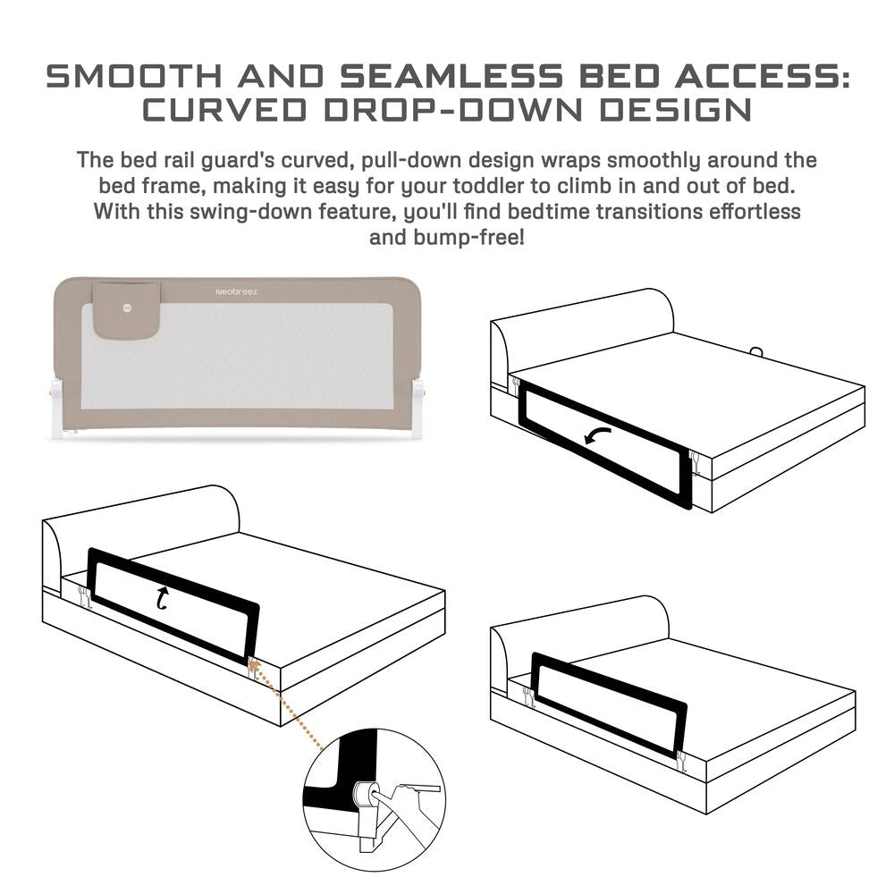 Neobreez Nexx Foldable Safety Bed Rail For Child Beige