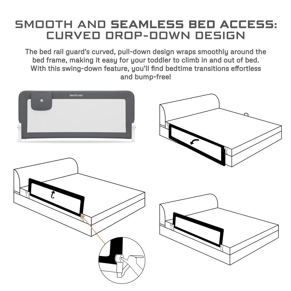 Neobreez Nexx Foldable Safety Bed Rail For Child Grey