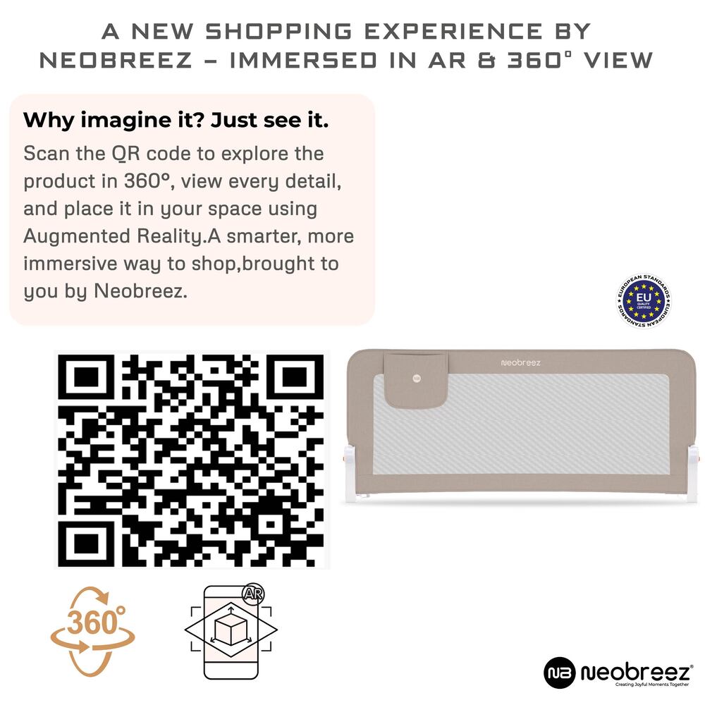 Neobreez Nexx Foldable Safety Bed Rail For Child Beige