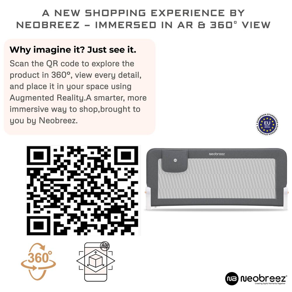 Neobreez Nexx Foldable Safety Bed Rail For Child Grey