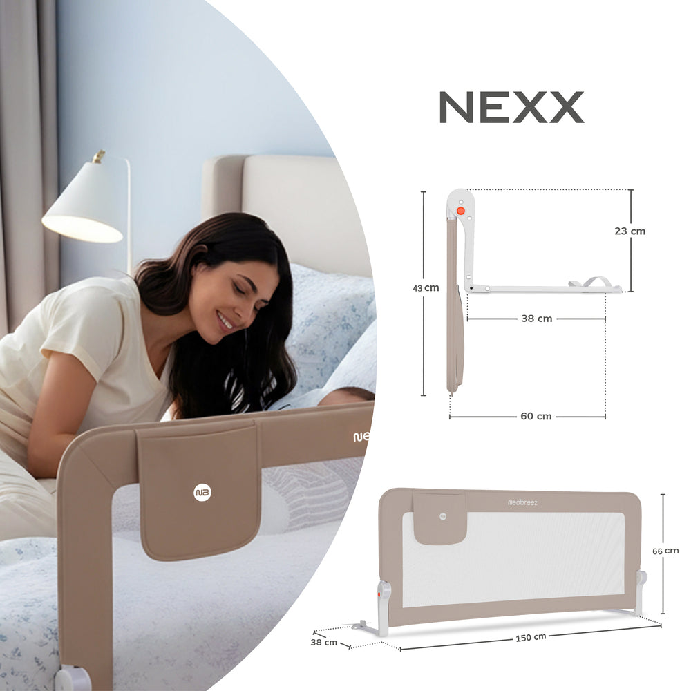 Neobreez Nexx Foldable Safety Bed Rail For Child Beige