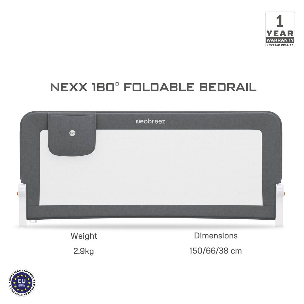 Neobreez Nexx Foldable Safety Bed Rail For Child Grey
