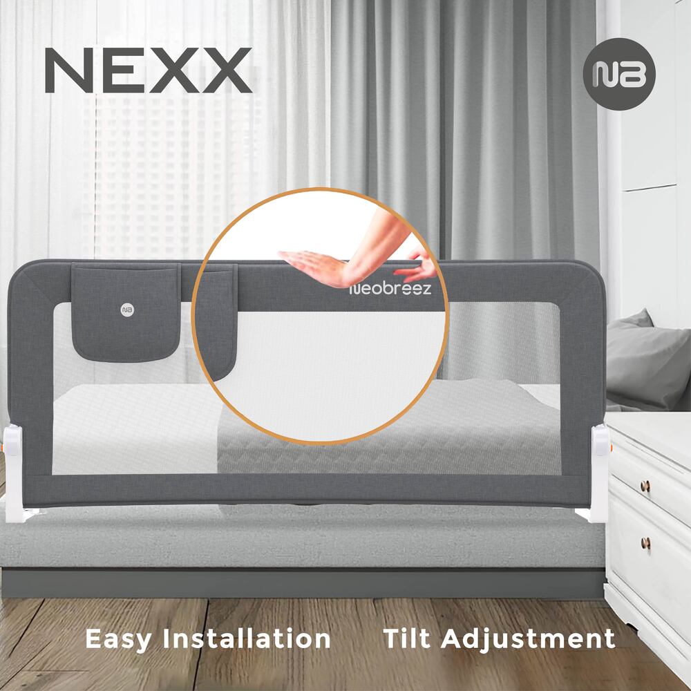 Neobreez Nexx Foldable Safety Bed Rail For Child Grey