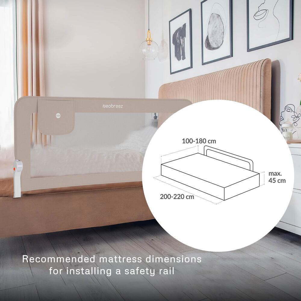Neobreez Nexx Foldable Safety Bed Rail For Child Beige