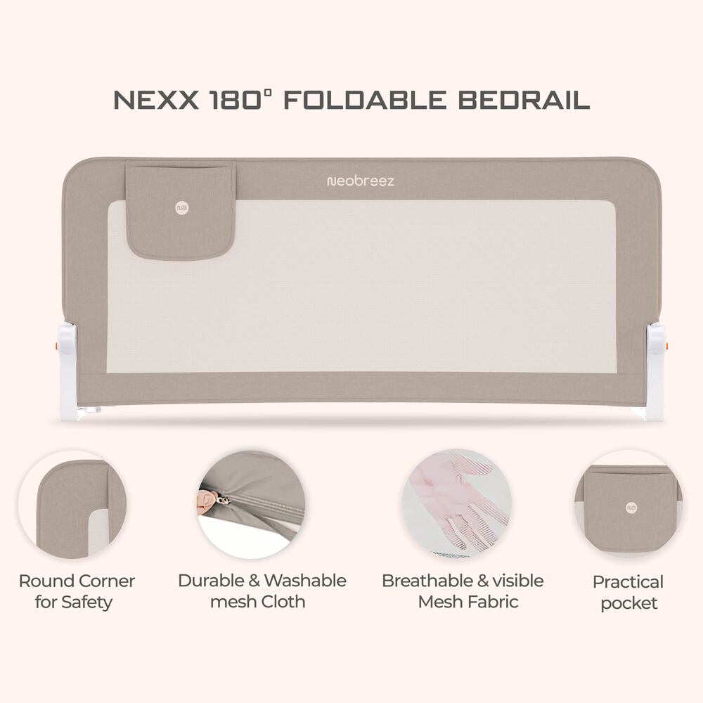 Neobreez Nexx Foldable Safety Bed Rail For Child Beige