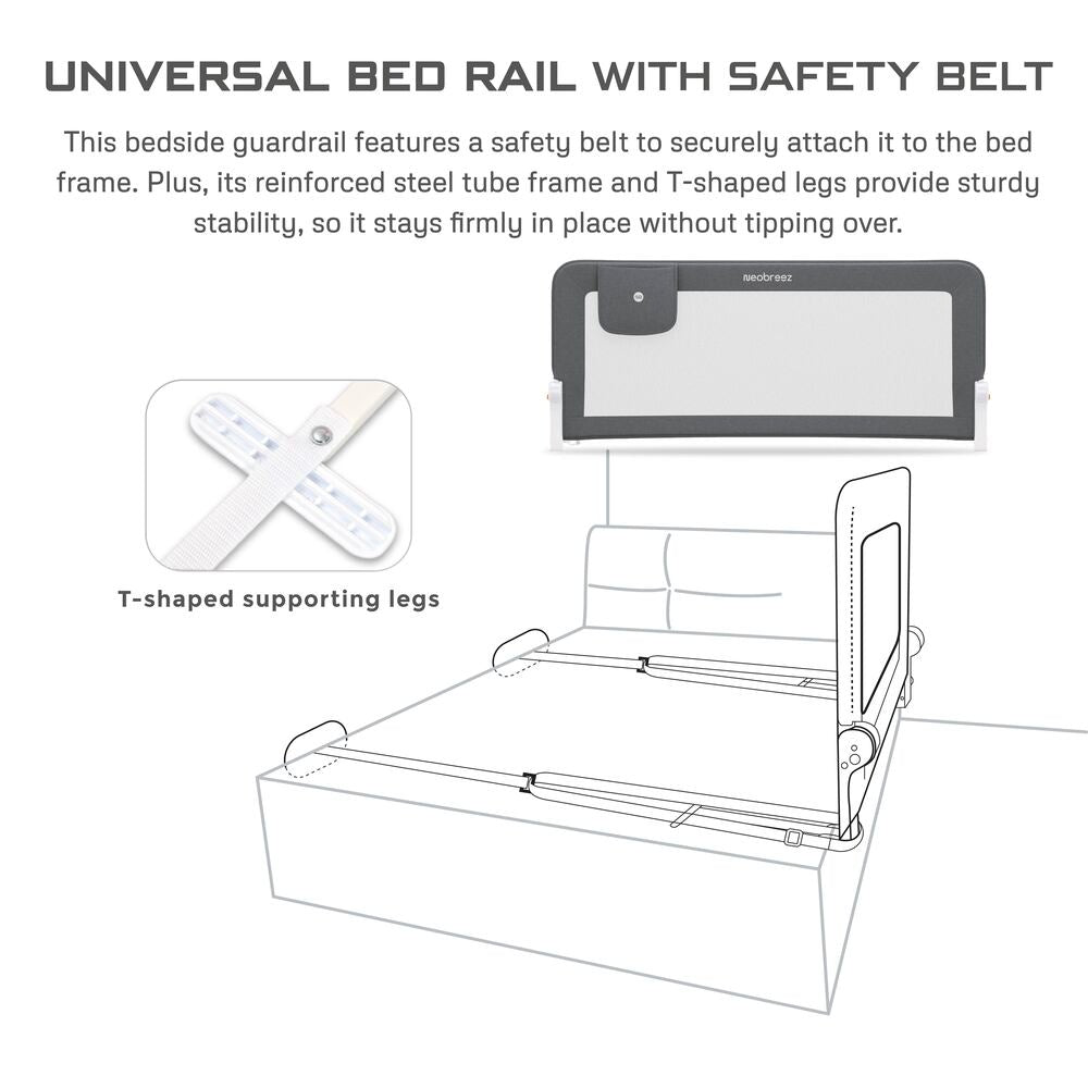 Neobreez Nexx Foldable Safety Bed Rail For Child Grey