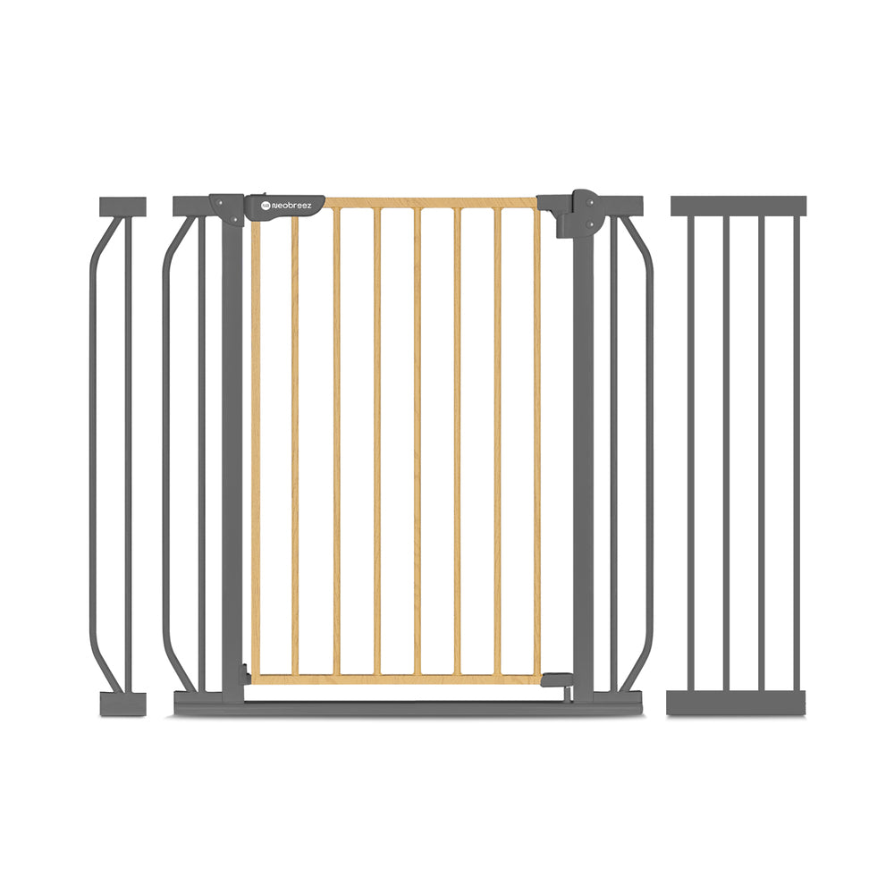 Neobreez FERMII Auto Close Baby Gate No Drill Stair Barrier 75-110cm Grey
