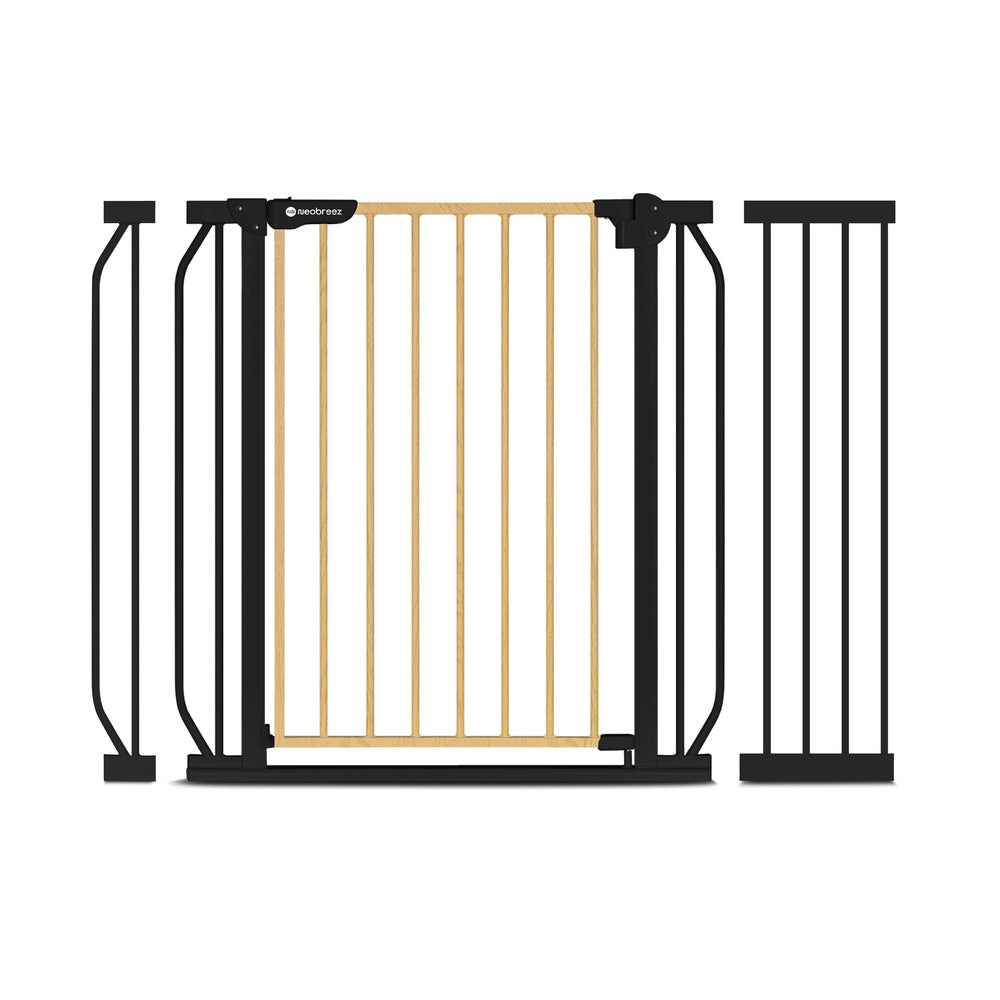 Neobreez FERMII Auto Close Baby Gate No Drill Stair Barrier 75-110cm Black