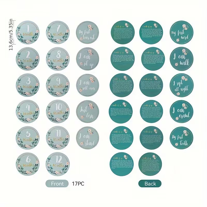 Turquoise Milestone Cards 17Pcs