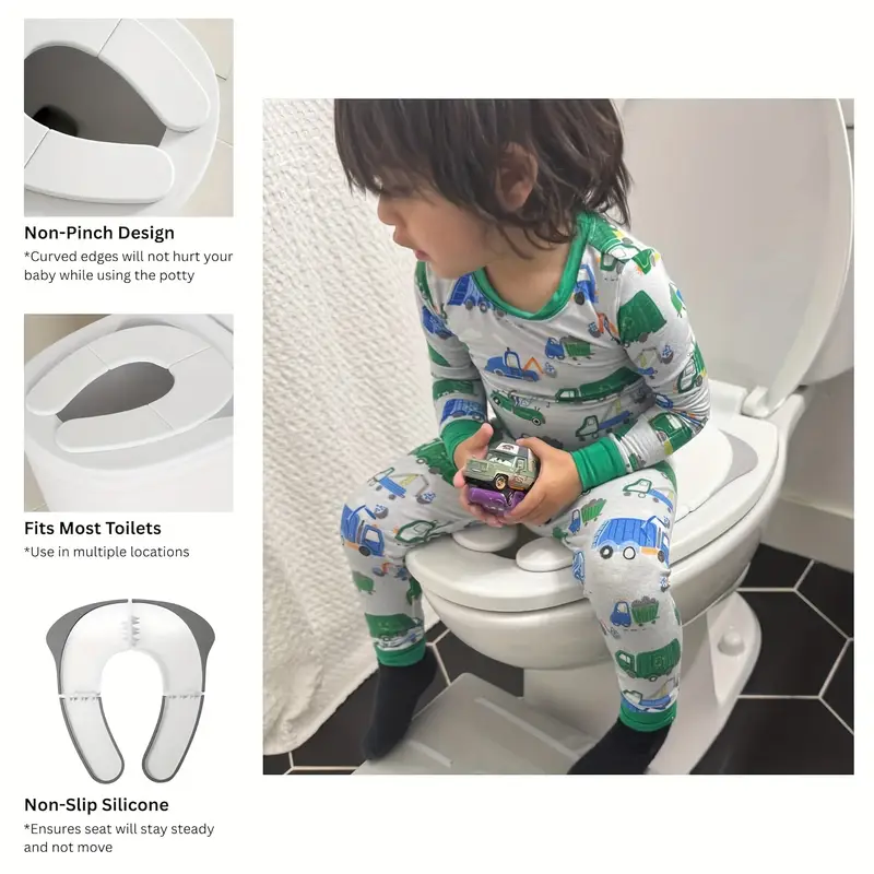 Kids Foldable Travel Potty Training Seat Grey