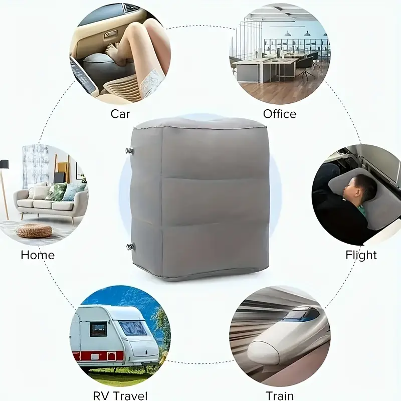 3 Layer Ergonomic Inflatable Airplane Foot Rest Pillow