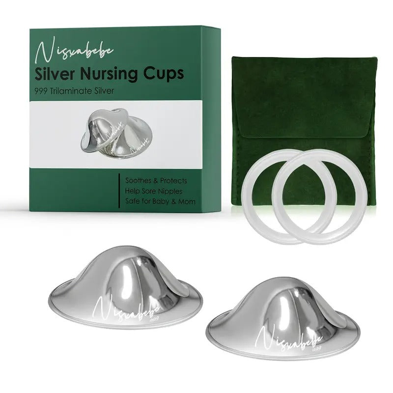 Silver Plated Nursing Cups with Silicone Rings