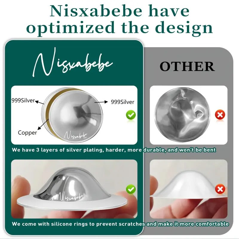 Silver Plated Nursing Cups with Silicone Rings