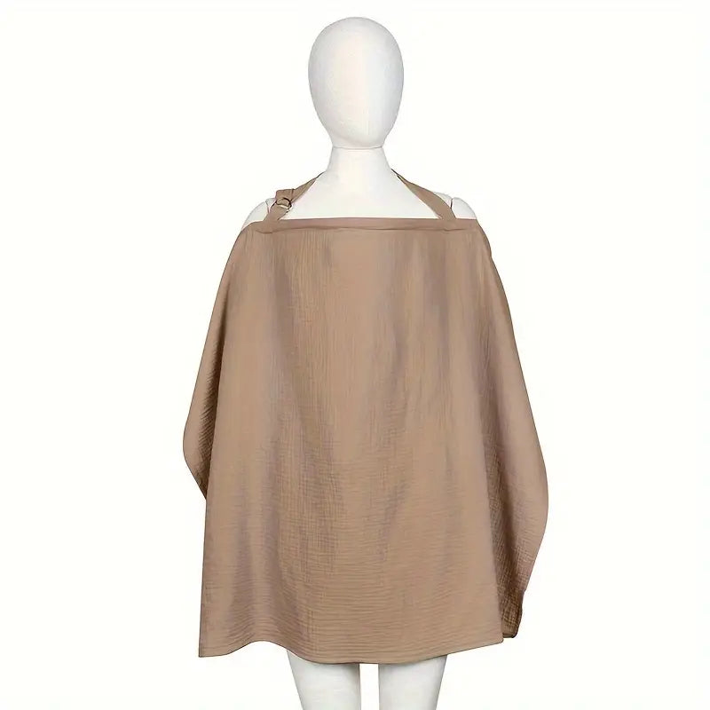 Cotton Muslin Nursing Cover with Arch Neckline Brown