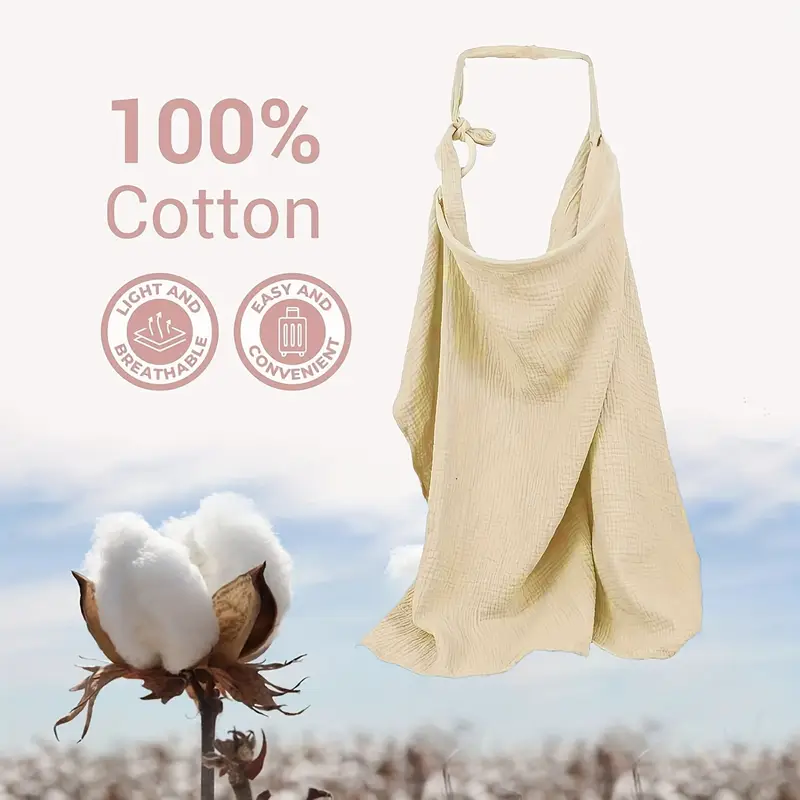 Cotton Muslin Nursing Cover with Arch Neckline Beige