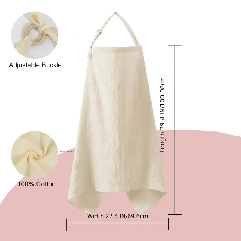 Cotton Muslin Nursing Cover with Arch Neckline Beige