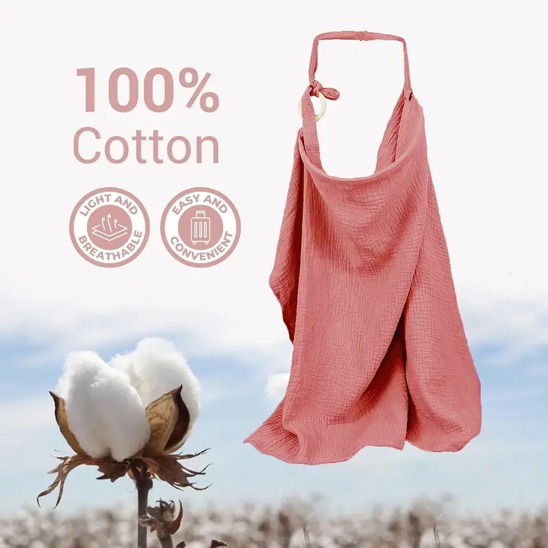 Cotton Muslin Nursing Cover with Arch Neckline Brick Red