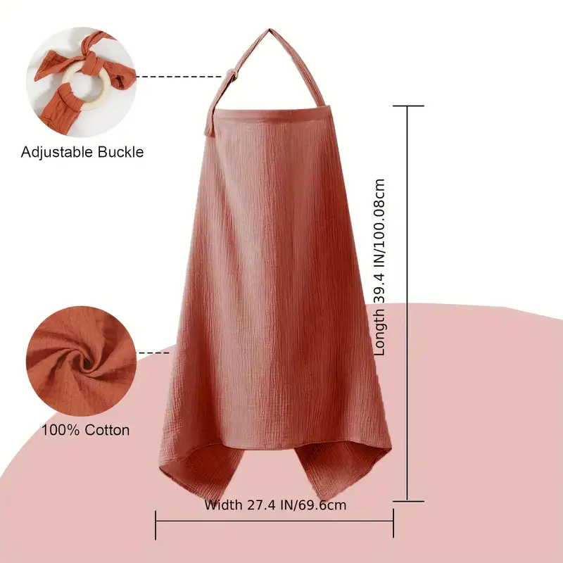 Cotton Muslin Nursing Cover with Arch Neckline Brick Red