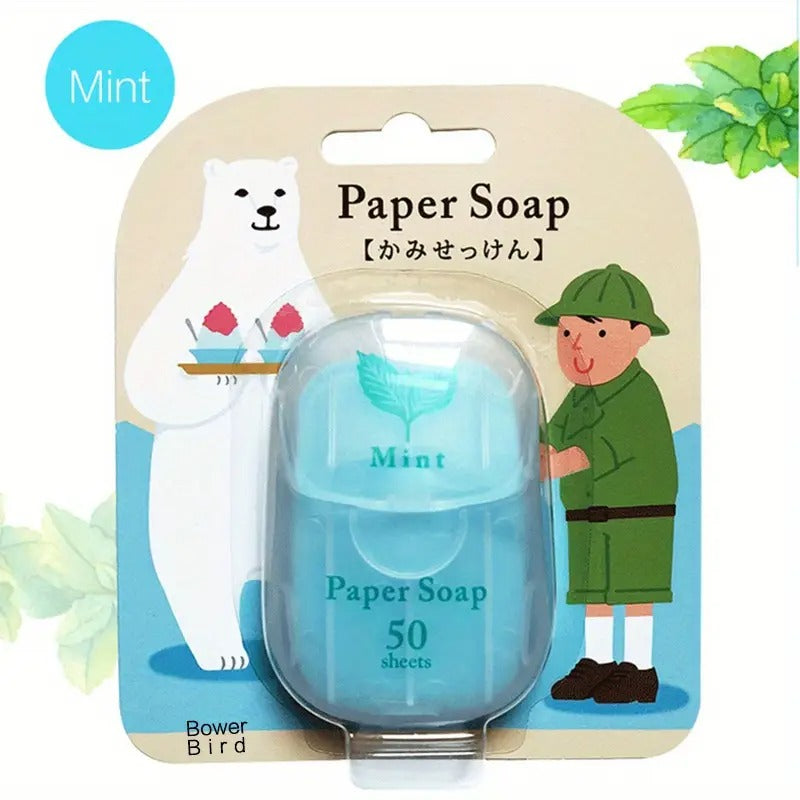 Portable Disposable  Soap Paper Sheets Travel Scented Bath Slice Sheet Blue