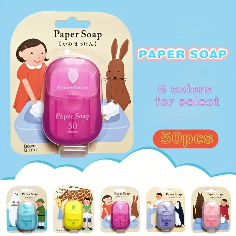 Portable Disposable  Soap Paper Sheets Travel Scented Bath Slice Sheet Blue