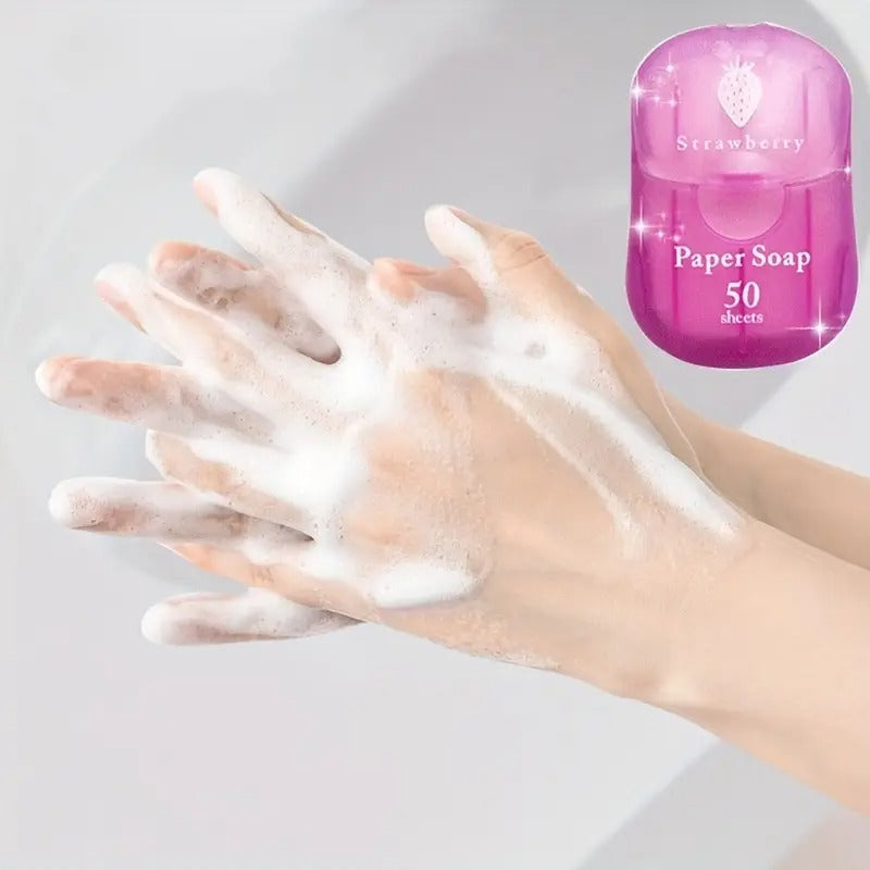 Portable Disposable  Soap Paper Sheets Travel Scented Bath Slice Sheet Pink