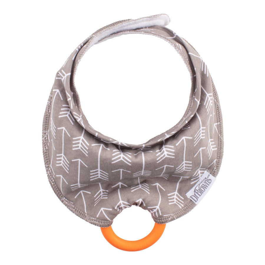 Dr.Browns Bandana Bib With Teether  Gray Arrows  Orange Teether