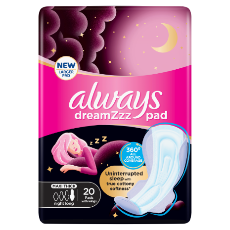 Always DreamZzz Cotton Soft Night long Thick Pads 20pcs Pack