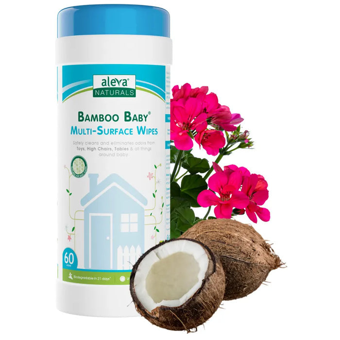 Aleva Naturals Bamboo Baby Multi Surface Wipes 60pcs