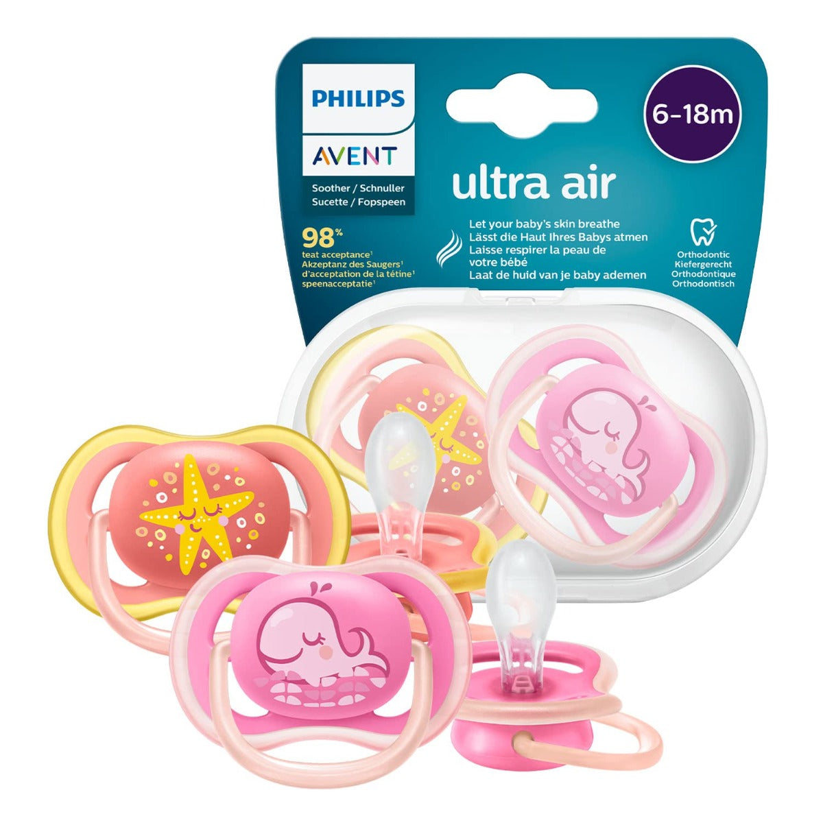Avent Ultra Soft Pacifier Soother 6 Months to 18 months 2pcs Pack Pink