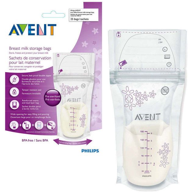 Philips Avent Breast Milk Storage Bags 180ml Pack of 25