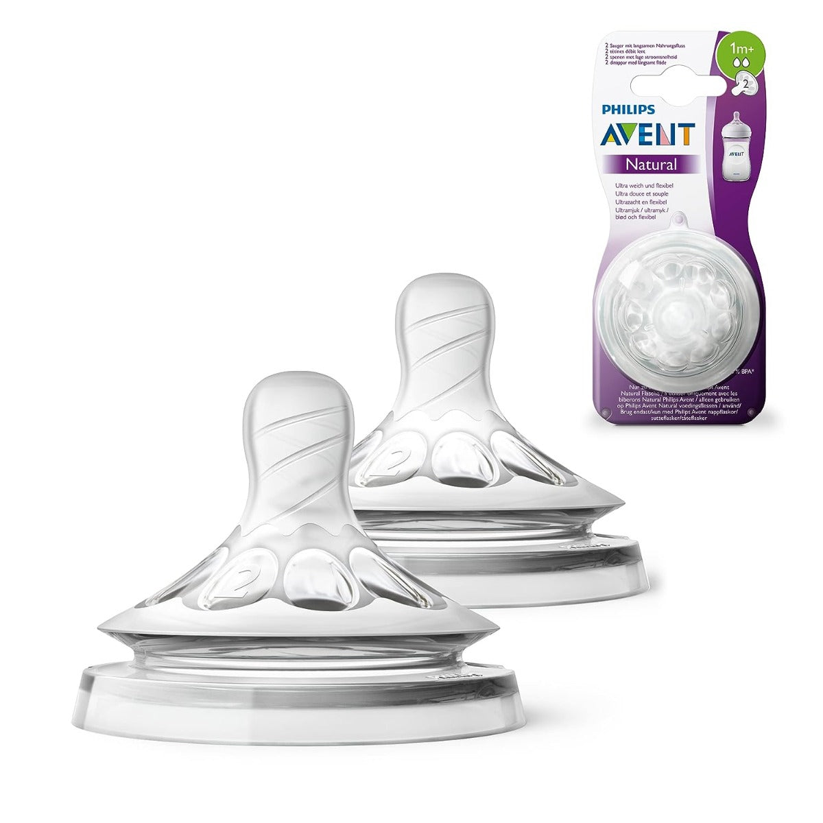 Avent Natural Nipple for 1 Month+ 2pcs Pack