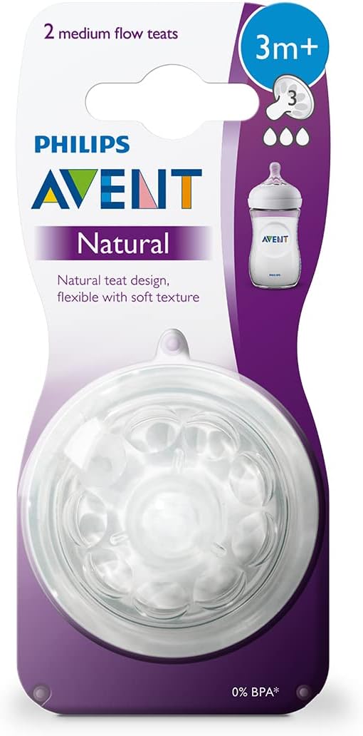 Avent Natural Nipple for 3 Month+ 2pcs Pack