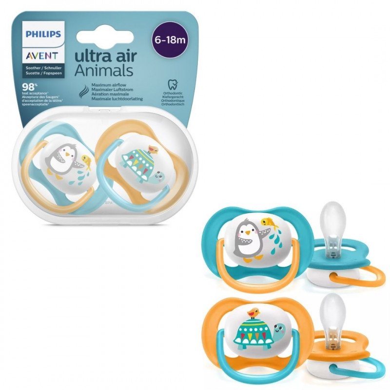 Avent Ultra Air Animals Pacifier Soother 6 months to 18 months 2pcs Pack (Sold Separately Subject to Availability)