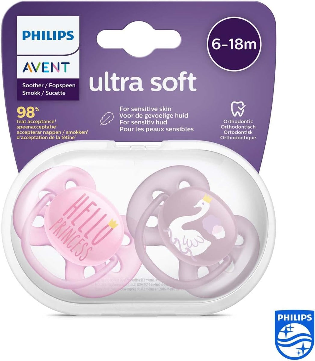 Avent Ultra Soft Pacifier Soother 6 Months to 18 months 2pcs Pack Pink