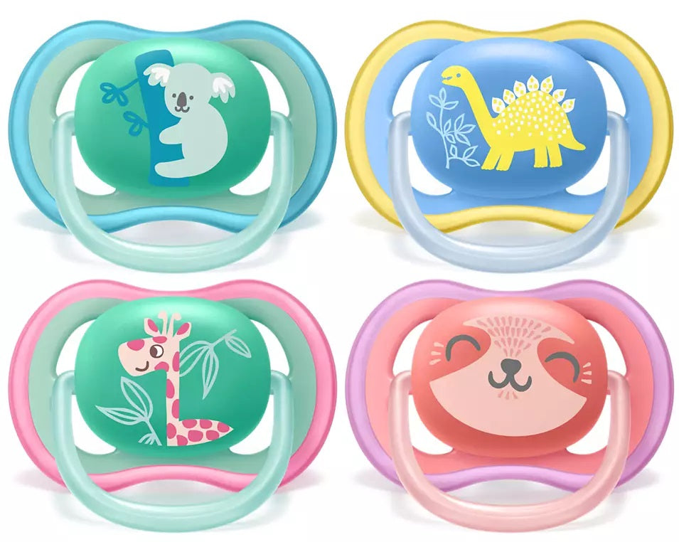 Avent Ultra Air Free Flow Soother Pacifier Decoreted 18 months+ 2pcs Pack Pink
