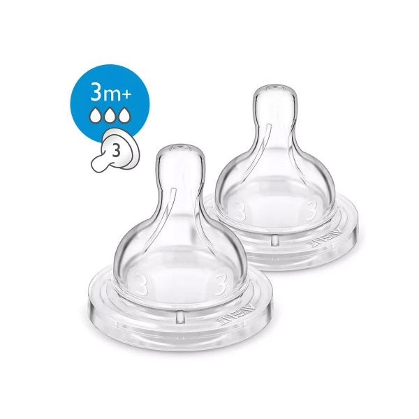Avent Classic Plus Nipple Teats 3 Hole 2pcs Pack