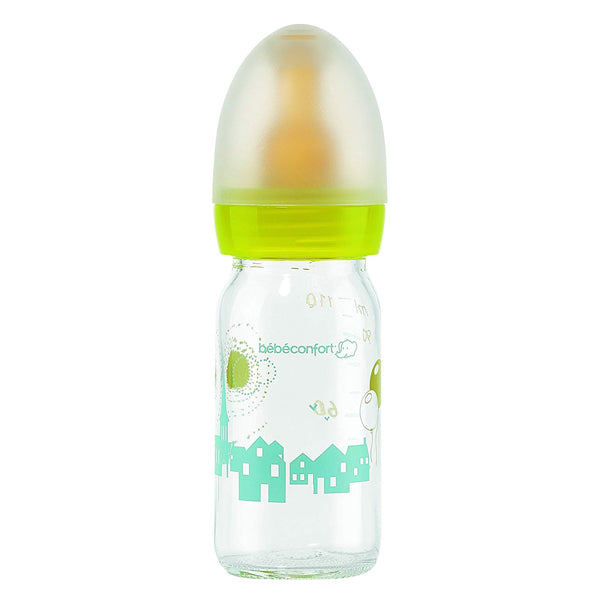 Bebeconfort Bebe Confort Straight Glass Bottle S.1 Teat In Natural Rubber 110ml