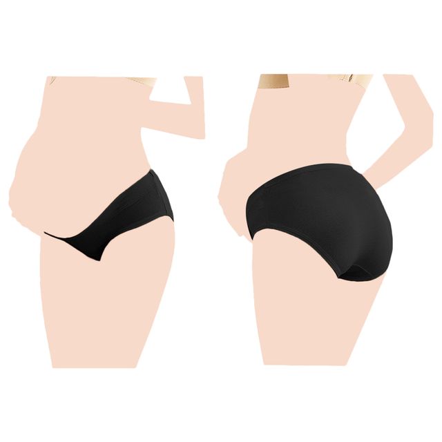 Blooming Blossom Low Waist Cotton Seamless Maternity Briefs Black