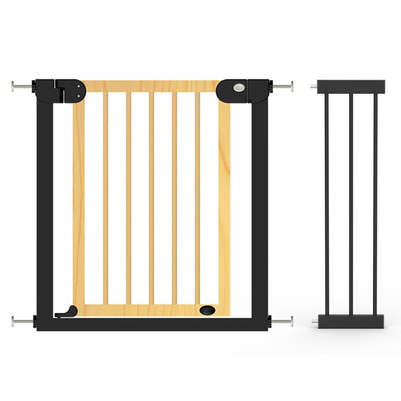 Baby Safe Wooden Safety Gate  21cm Black Extension - Natural Wood