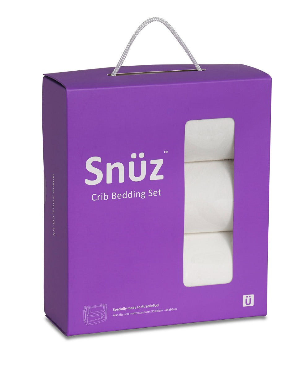 Snuz Bedding Set Crib White Pack Of 3