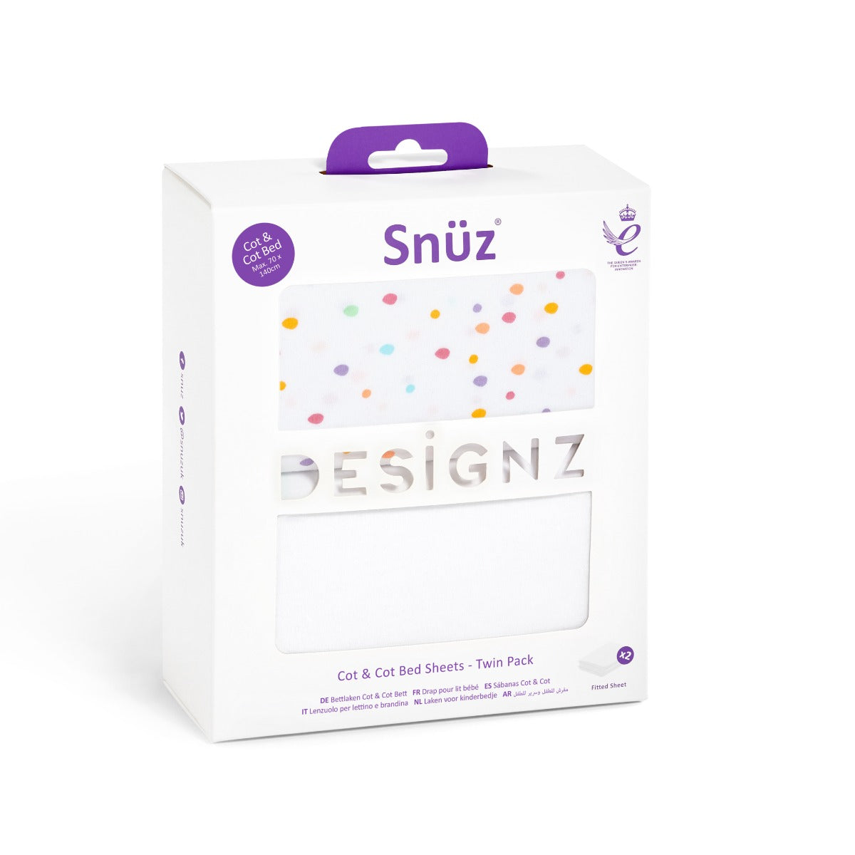 Snuz  Pod Cot & Cot Bed Fitted Sheet Pack Of 2 Colour Spots