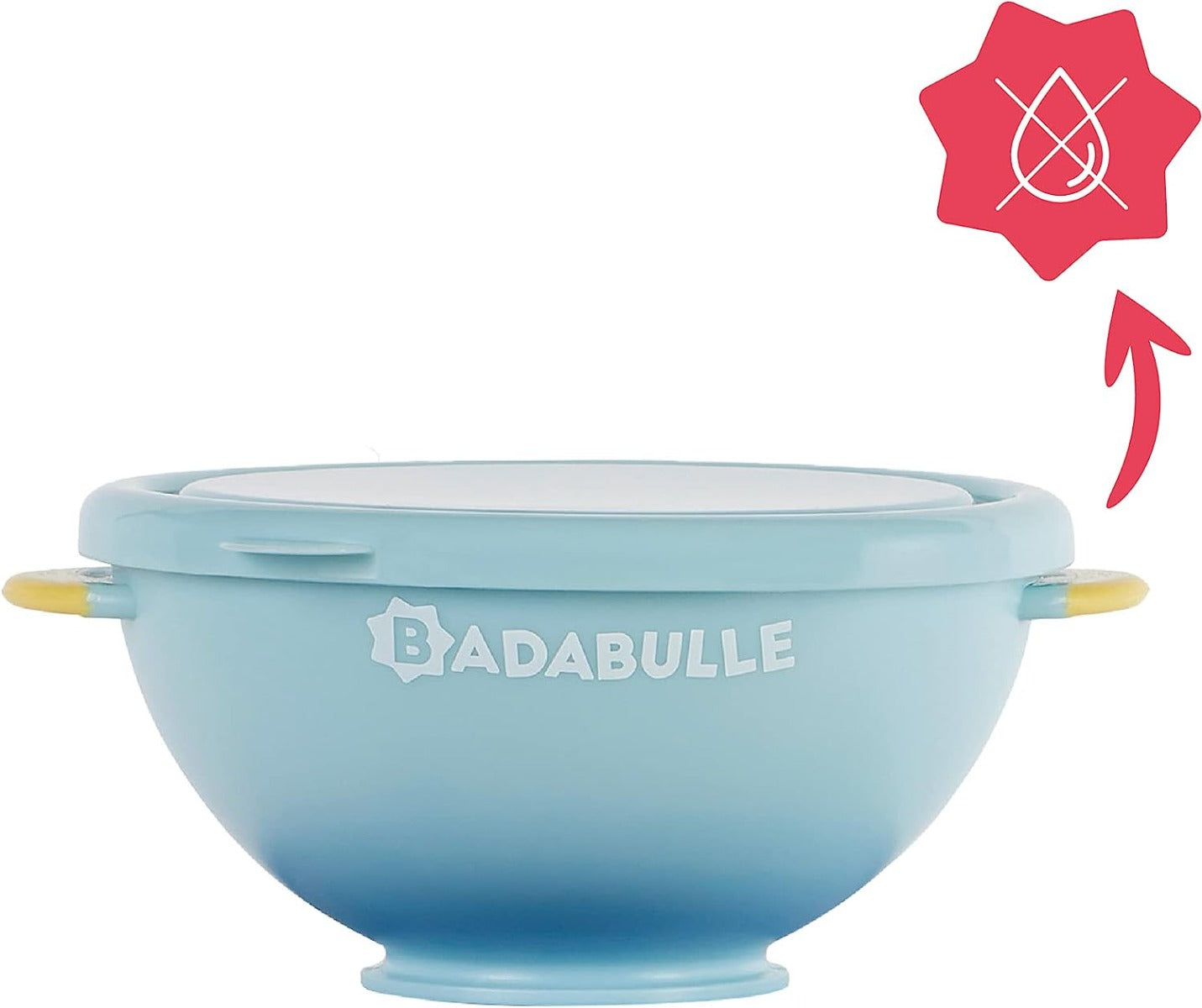 Badabulle Set of 3 Funcolors Bowls with lid and 1 Non Slip Suction Base 330ml