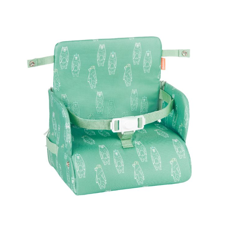 Badabulle 2in1 Travel Booster Seat Height Adjustable Green Bears