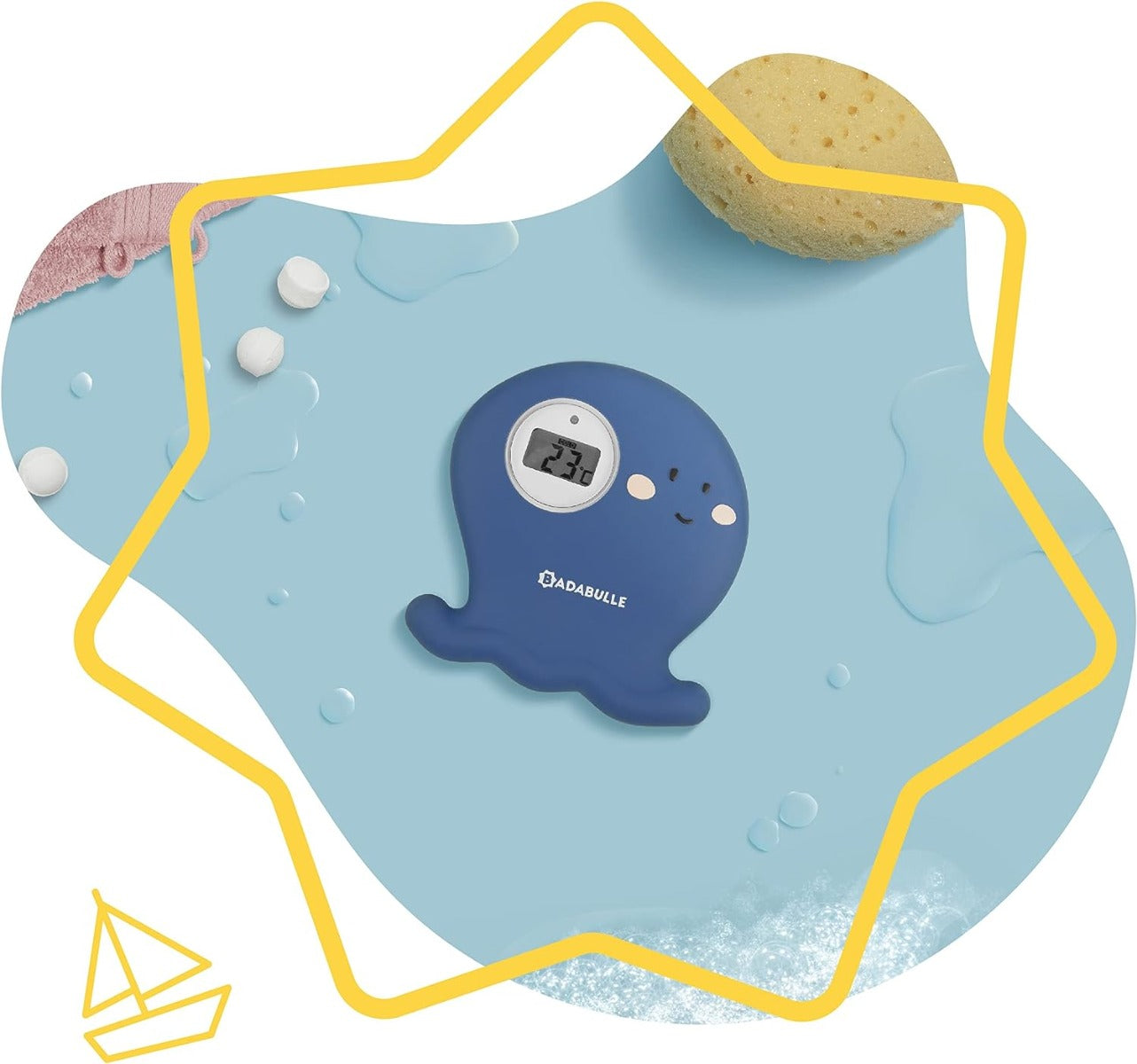 Badabulle Digital Baby Bath Thermometer Blue Octopus