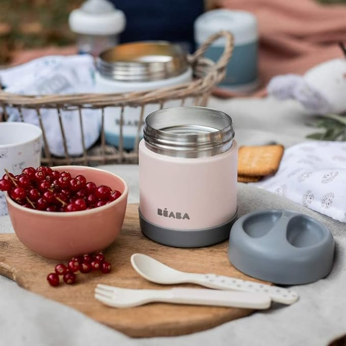 Beaba Thermo Portion Food Jar 300ml Dark Mist & Light Pink